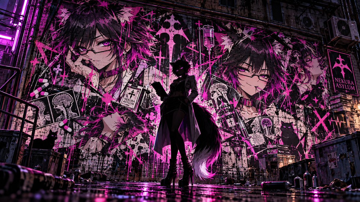 ScrawltheSmoke's tweet photo. Good morning! Scrawl was on the streets all night and is happy how these turned out!

In order @koeusworld @NovaNekura @Kaelyneneko @VoidVoicecHere 

Scrawl will try a new art style for the next one. Prompt in replies 

-Scrawl <3 https://t.co/PwgtxjdNKp