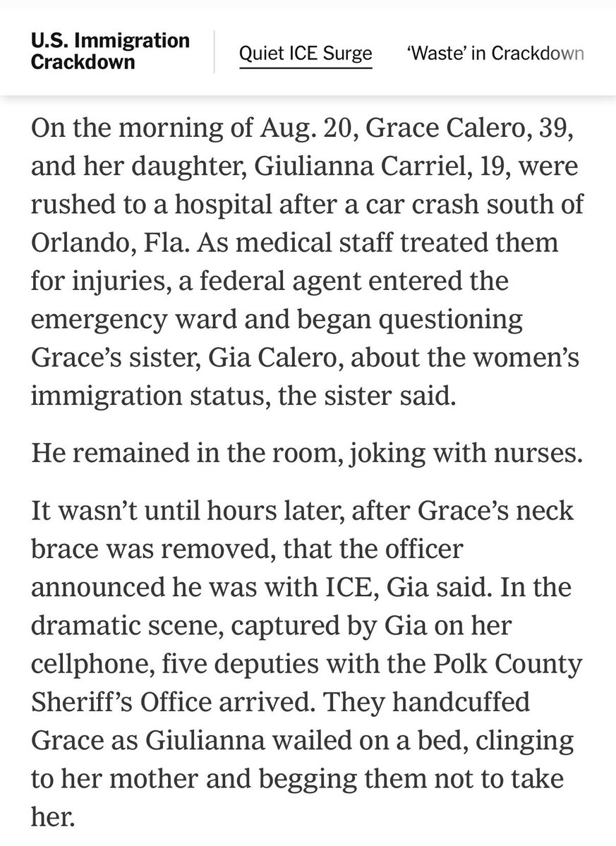 ReichlinMelnick's tweet photo. This is irredeemable behavior. Two women with pending asylum claims were in a car accident and hospitalized in the ER. Somehow, ICE found out and went to the hospital to question them, then called in local police to have her handcuffed and arrested right there in the hospital. https://t.co/xM2kphOTqH