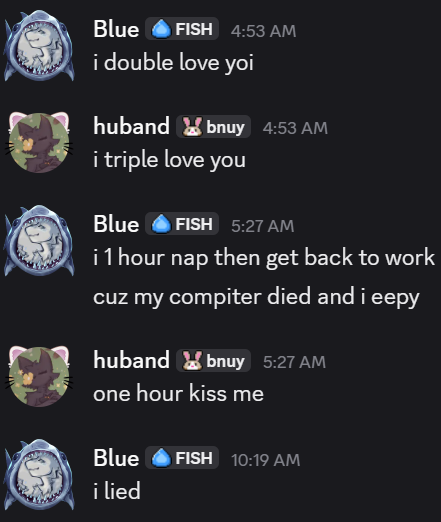 WhaleShark_Blue's tweet photo. the humble "1 hour nap" demon returns https://t.co/WvWs6GgWAM