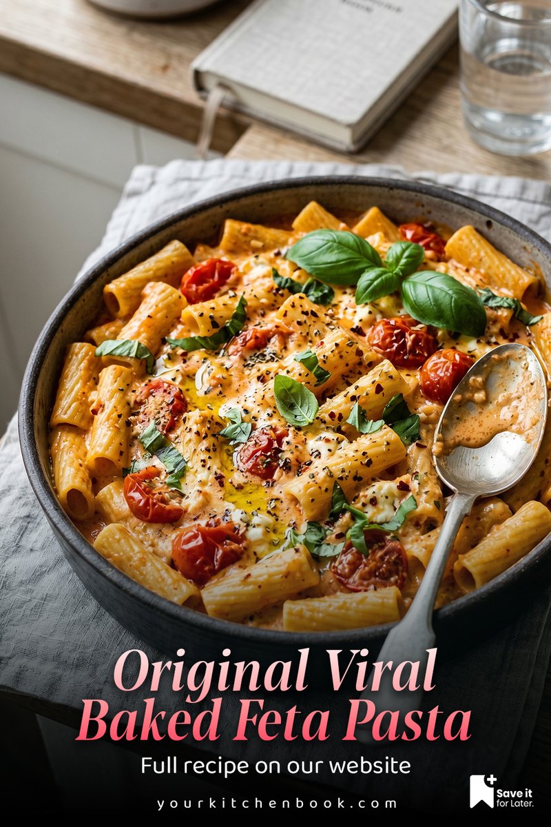 YourKitchenBook's tweet photo. 🍝 Creamy baked feta pasta made with roasted cherry tomatoes, garlic, olive oil & fresh basil.
It’s easy, comforting, and ready in 45 minutes—perfect for a simple weeknight dinner.
👉 Full recipe in the pin comment.
#BakedFetaPasta #EasyDinner #YourKitchenBook https://t.co/BtmAH0QCye