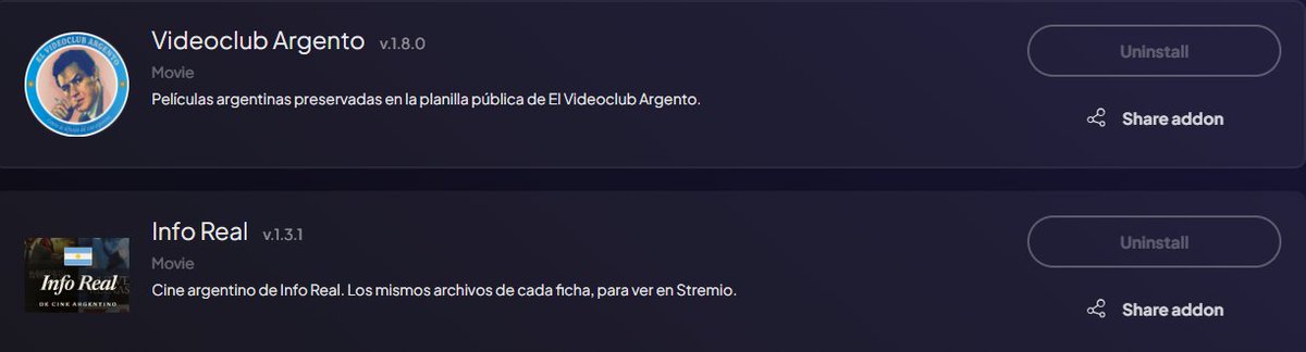 eldeibik's tweet photo. Gracias totales a @videoclubarg, que se mandó una extensión para Stremio y me tiró la data para hacer una igual de Info Real.
La instalan por acá:
https://t.co/Jwuxpd7vPT https://t.co/W1PnBmPcPB