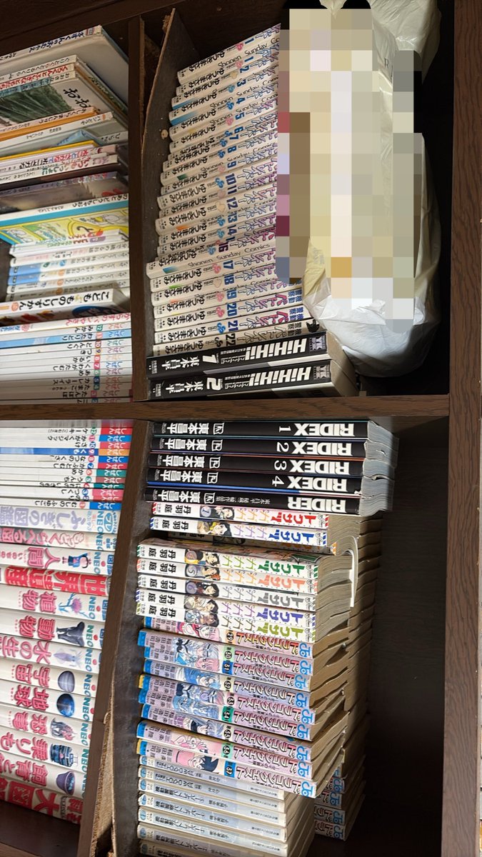 zt_oelo's tweet photo. @pontetooooo 父の持ってる漫画の重さに耐えれなくて崩れたり、昔本棚に登って遊んでた兄弟の誰かが壊した跡があったり、部品の紛失があったりでガッタガタの棚になりました笑笑 https://t.co/6LaoOagnOa