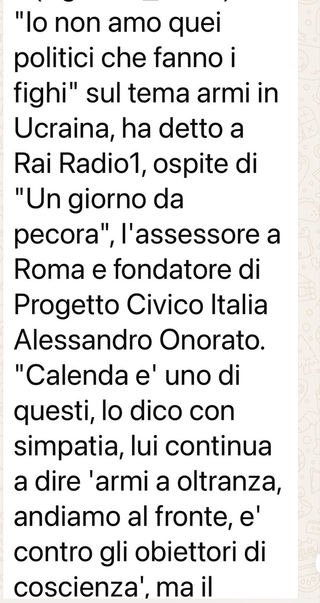 CarloCalenda's tweet photo. L’organizzatore di eventi (e partitini) di Goffredo Bettini parla di Ucraina e fa già ridere così. “Andiamo al fronte” non solo non l’ho mai detto ma segnalo che gli ucraini non hanno mai chiesto a noi di combattere per loro. Suggerirei ad Onorato di rimanere nella sua “area di conforto”, e parlare di concerti, aiuole e tornei di golf.
