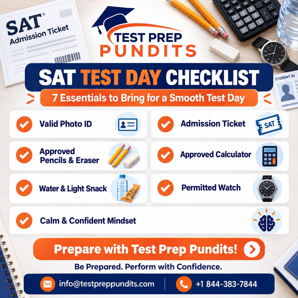 testpreppundits's tweet photo. 📝 Test Day Ready?

🎒 Make your SAT test day smoother by packing the essentials ahead of time!

✨ Prepare Smart. Achieve More with Test Prep Pundits!

📩info@testpreppundits.com
📞 +1 844-383-7844
🌐 https://t.co/iz5pvvbsrf

#TestPrepPundits #SATPrep #SATTestDay #TestDayReady https://t.co/BUG1SzuPuN