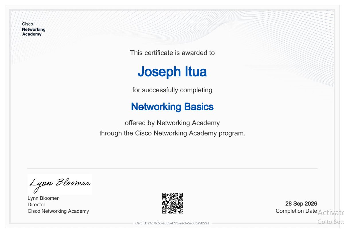 jeo_crypts's tweet photo. Just completed Cisco’s Networking Basics course.

Good refresher on the fundamentals and a nice addition to the networking knowledge I’ve been building lately.
@CiscoNetAcad @cnc_futa 
#Networking #Cisco #Cybersecurity https://t.co/LMBPfMkwQa