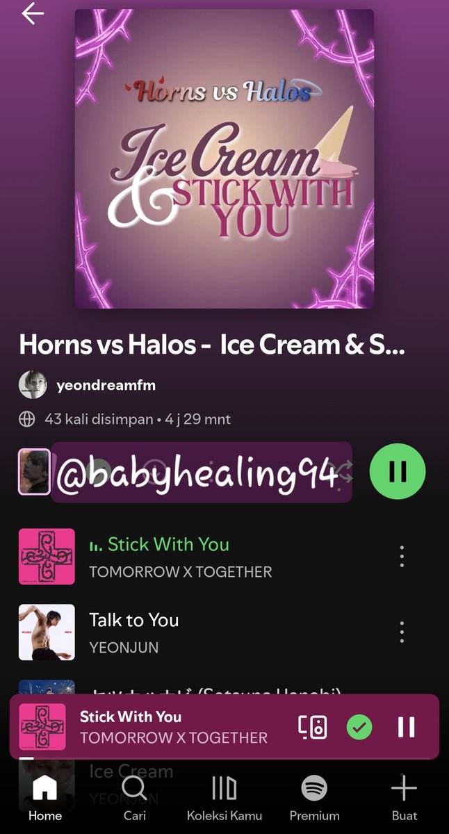 babyhealing94's tweet photo. 28/09/2026
Hari ini banyak selisih waktu stream nya ๐๐ค๐ป dari pagi rapat sampai siang ..sebelum lanjut dinas siang lagi sempat stream 2 lagu,kerja ... setelah pulang kerja malam lanjut stream lagi๐ฅ
#TeamDevilbatu
HORNS vs HALOS STREAMING PARTY
#TOMORROW_X_TOGETHER #YEONJUN https://t.co/hCQdnnEiUs