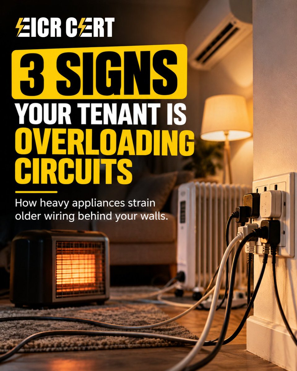 eicr_cert's tweet photo. Most electrical fires don’t start with a bang. They start quietly behind your drywall. ⚡🏠
As tenants plug in extra heaters, air conditioners, and high-draw appliances, older UK circuits quickly reach their. https://t.co/Qd8BpeGKLX