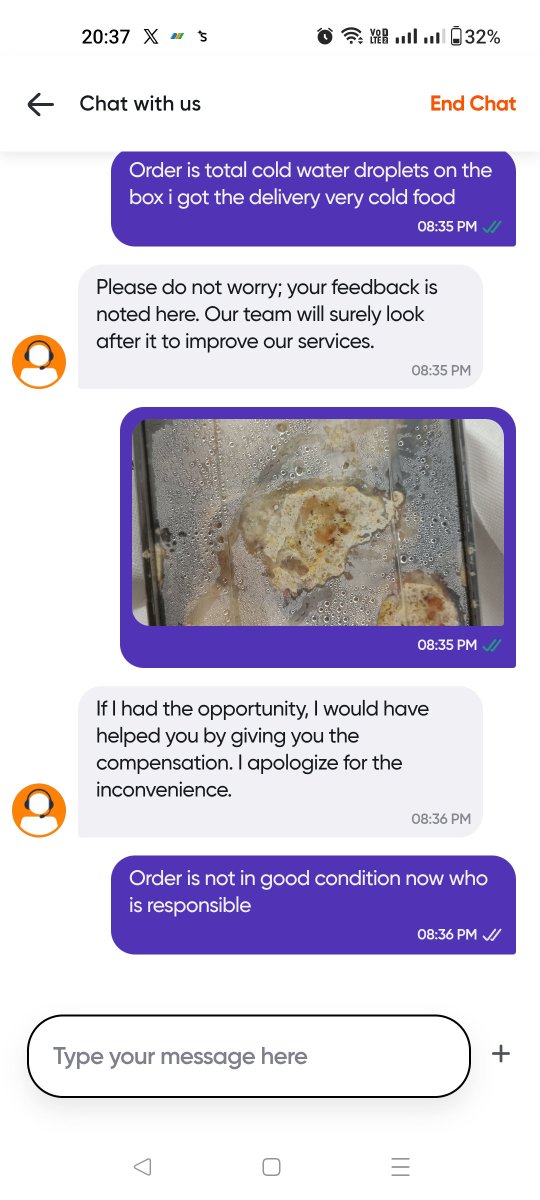 prediator005's tweet photo. @Swiggy Extremely disappointed. Order ID: 249574615117963 was delivered very late and completely cold. First I was told to wait, then support said “we can’t do anything” and closed the chat. I asked for a supervisor but wasn’t connected. What service is this, Swiggy?
#fraud https://t.co/t8mm4D8LjX