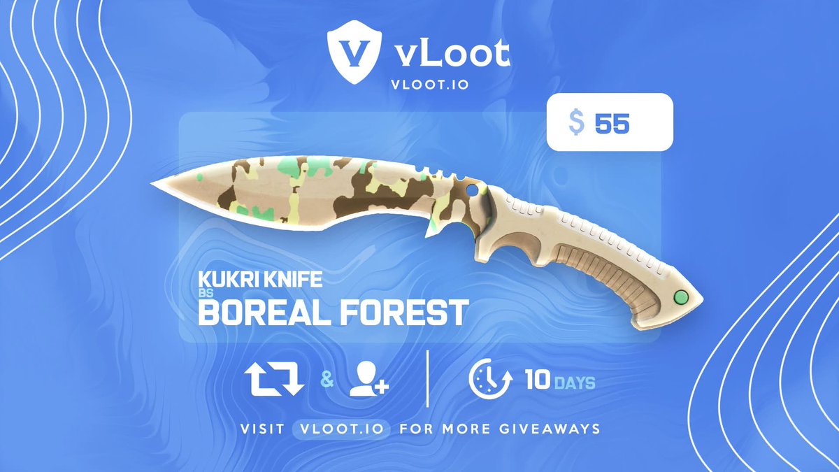 itzsagka's tweet photo. 🎁 Kukri Knife | Boreal Forest  🎁

How to Enter:
1️⃣ Follow  @itzsagka + @vloot_io 
2️⃣ Like and Rt this post
3️⃣ Tag at least one of your teammate under the comment section

💥 Winner will be announced on October 7th.
⏰ Don't miss your shot at this epic skin! Good luck!

#CS2 #CS2Giveaway