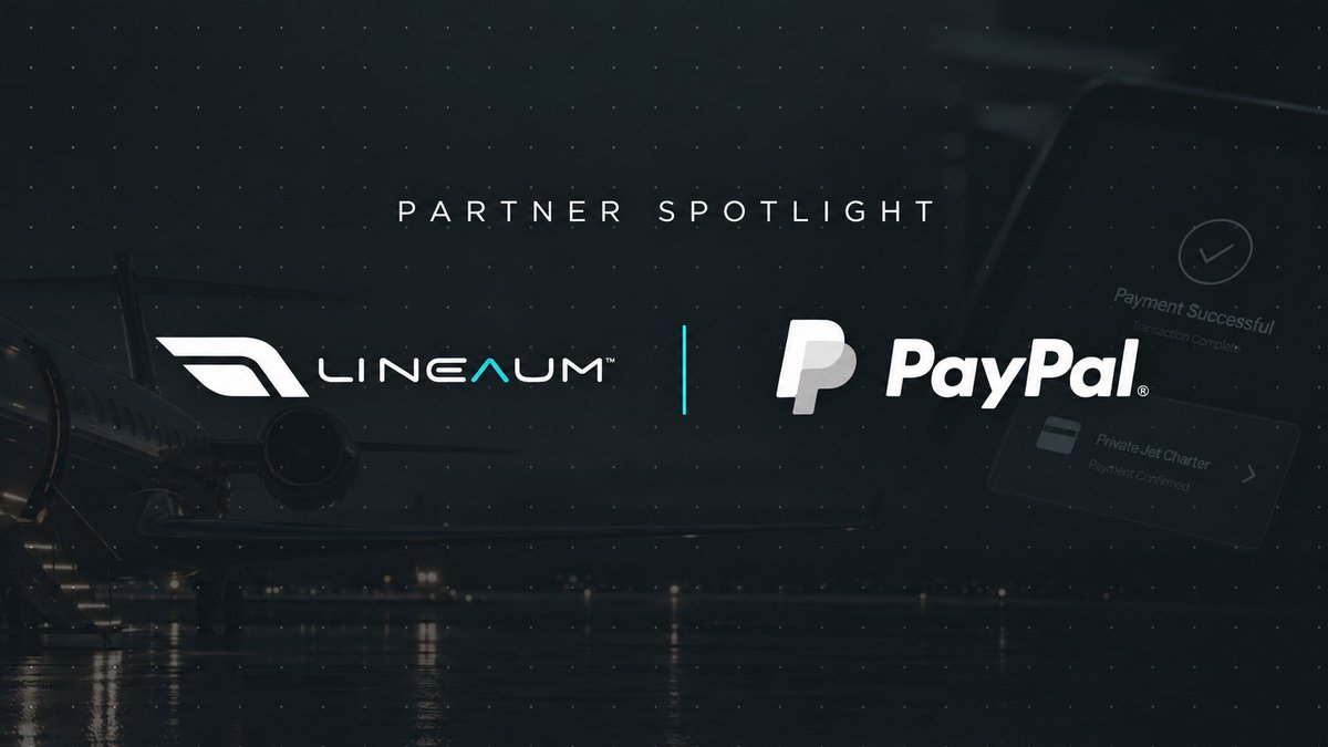 FlyLineaum's tweet photo. Partner Spotlight: Lineaum × @PayPal 

We’re proud to work with PayPal as a Lineaum payment partner, helping make the journey from quote to payment simpler.

Search. Quote. Pay. Book.
One connected private aviation platform.

https://t.co/ctpVJw5ibs https://t.co/RtuzgSEfxd