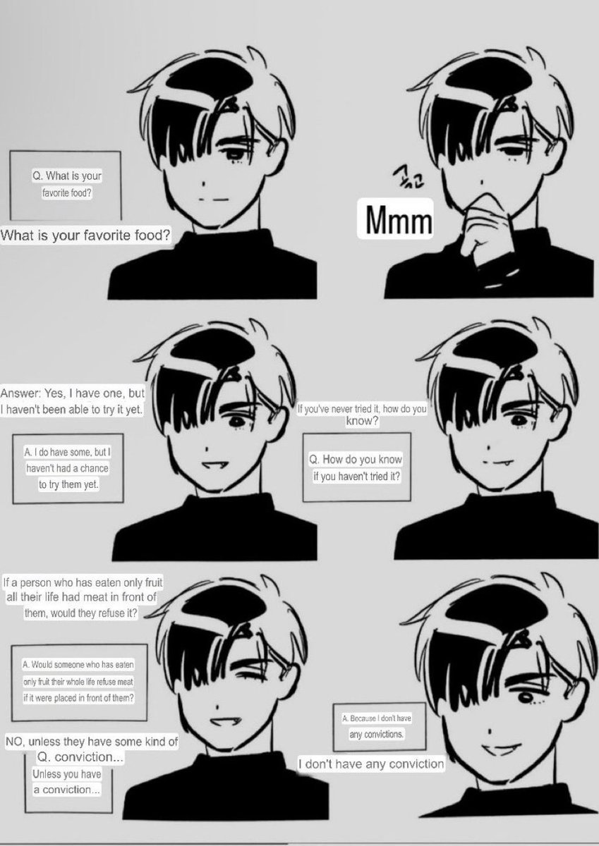 queasyphon's tweet photo. there's a whole comic where he implies dick (meat) would he his favorite food as well as the "what do the kids eat" comic where ivan and mizi BOTH have a singular preference of "sweet" and not both like till and hyuna. it's using food but the implication of both comics is clear https://t.co/3tvhrNEGIH