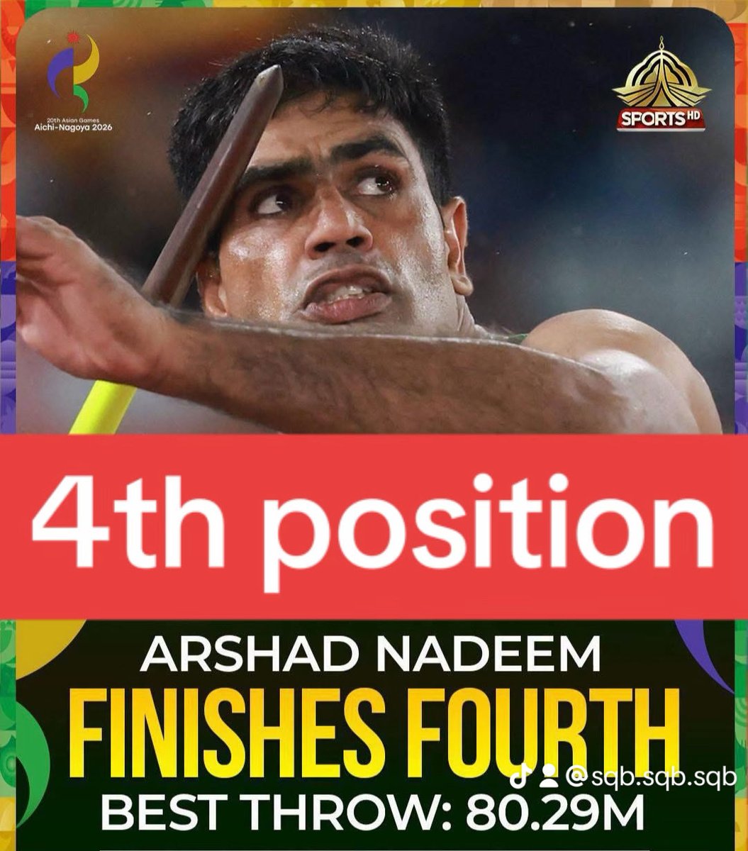 MixitMixit's tweet photo. #arshadnadeem in Asian Hames Japan 2026 got 4th in ranking. https://t.co/rzQLKD48G7
