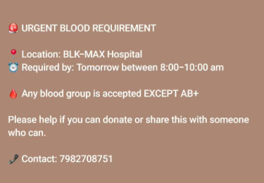 crystaIko0's tweet photo. hi, my close friend's friend's dad needs a blood donor asap so if anyone in delhi who's above 18 can help w/ providing, itd be really appreciated!! pls rt to spread! https://t.co/F1Sf1r42Dw