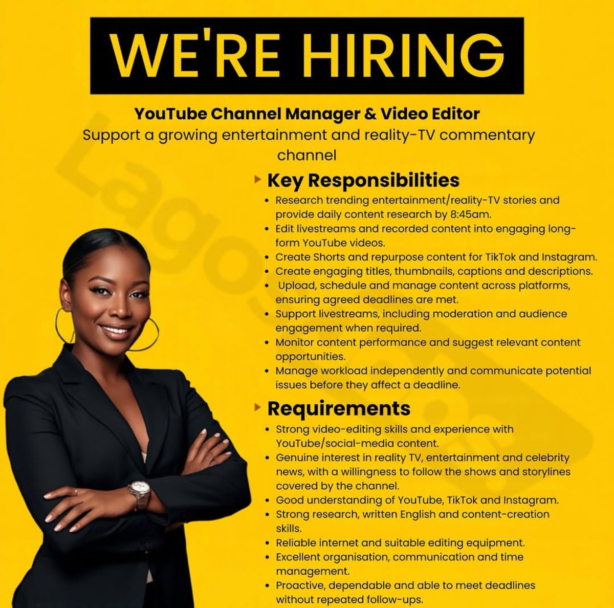 NOW HIRING: YOUTUBE CHANNEL MANAGER & VIDEO EDITOR Remote | Full-Time ...