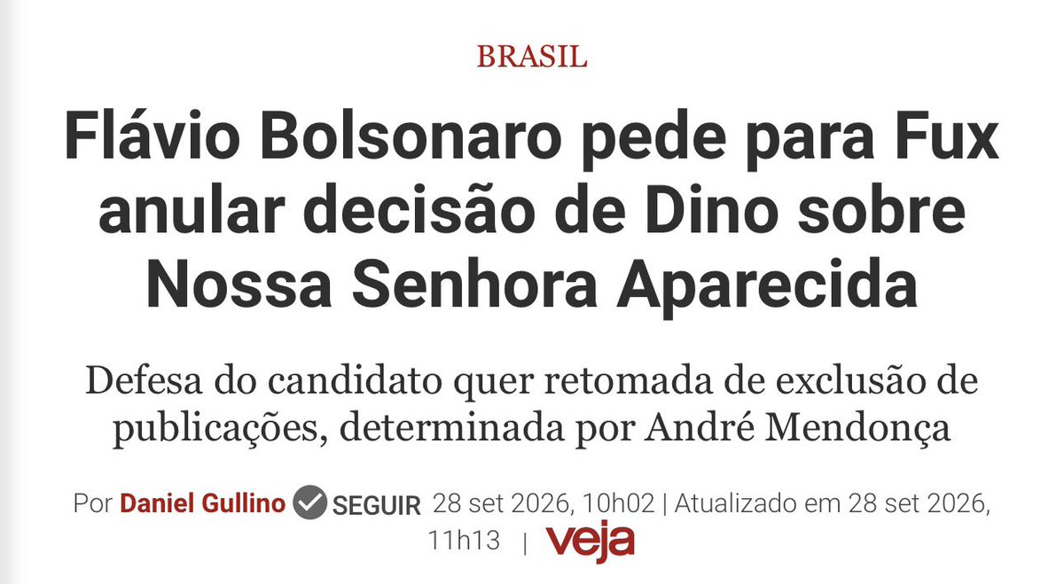 lazarorosa25's tweet photo. 🚨 URGENTE! Flávio Bolsonaro pede que Fux anule decisão de Flávio Dino e retome CENSURA contra Católicos e defensores de Nossa Senhora Aparecida.

Precisamos fazer barulho contra mais esse ataque de Flávio Bolsonaro.

FLÁVIO INIMIGO DOS CATÓLICOS
UNIDOS POR APARECIDA https://t.co/6gs113FiqW