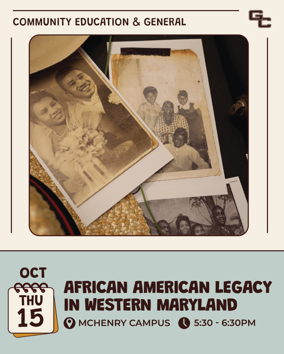 GC_CEWD's tweet photo. 📚 Explore African American history in Allegany &amp; Garrett counties, Oct. 15 at 5:30pm. Discover local stories: https://t.co/8TQyo735A4
#LocalHistory #AfricanAmericanHistory https://t.co/oQ4iZ9sYKA