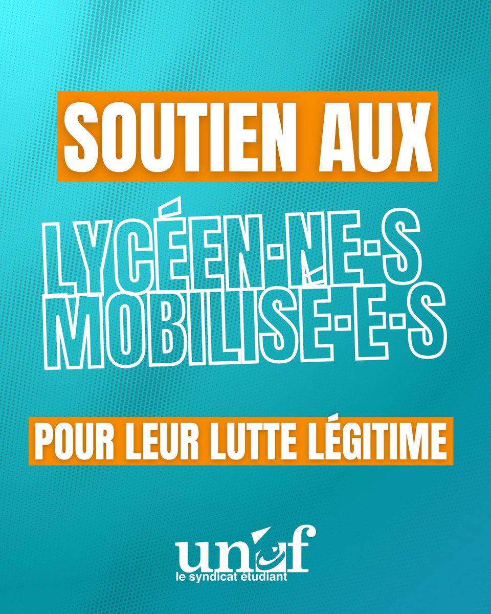 UNEF's tweet photo. Des lycéen·ne·s se mobilisent pour dénoncer leurs conditions d’études : locaux insalubres, classes surchargées, manque de personnel. La réponse du gouvernement ? Menaces et violences policières. L’UNEF soutient leur lutte et exige l’arrêt de la répression. https://t.co/9Q7t29BoXj