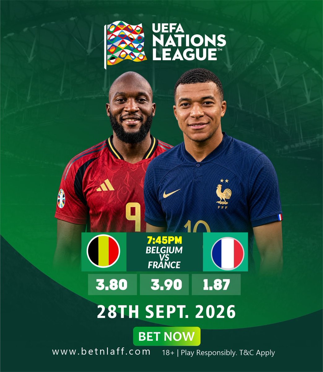 betnlaff's tweet photo. Today's action in the UEFA Nations League 

What's your bets? 

#uefanationsleague #betnlaff #laughsmallwinbig https://t.co/4NDCJYvVzi