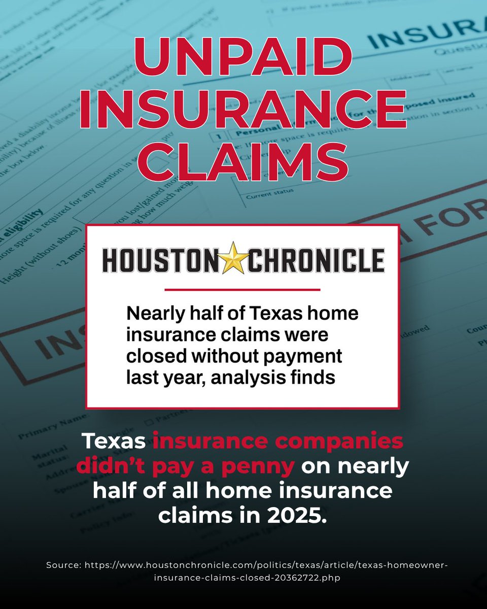 TTLA_'s tweet photo. The record is clear. After 30 years of tort “reform,” Texans are struggling with an insurance cost-of-living crisis:
📈Higher insurance rates 
❌More unpaid claims 
💰Nuclear insurance profits 

Yet insurance-backed groups keep pushing their failed tort "reform" agenda. 

Texans have seen this playbook before - they know how it ends: higher insurance inflation that pads insurance company profits while ordinary people are left paying higher premiums for less coverage.

Texans can’t afford more of the same.

#txlege