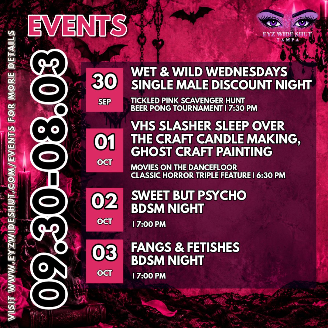 EyzWideShut_0's tweet photo. Everyone's welcome—hope to see some familiar and new faces this week! #tampa #tampaevents https://t.co/jrSWHMoZs3