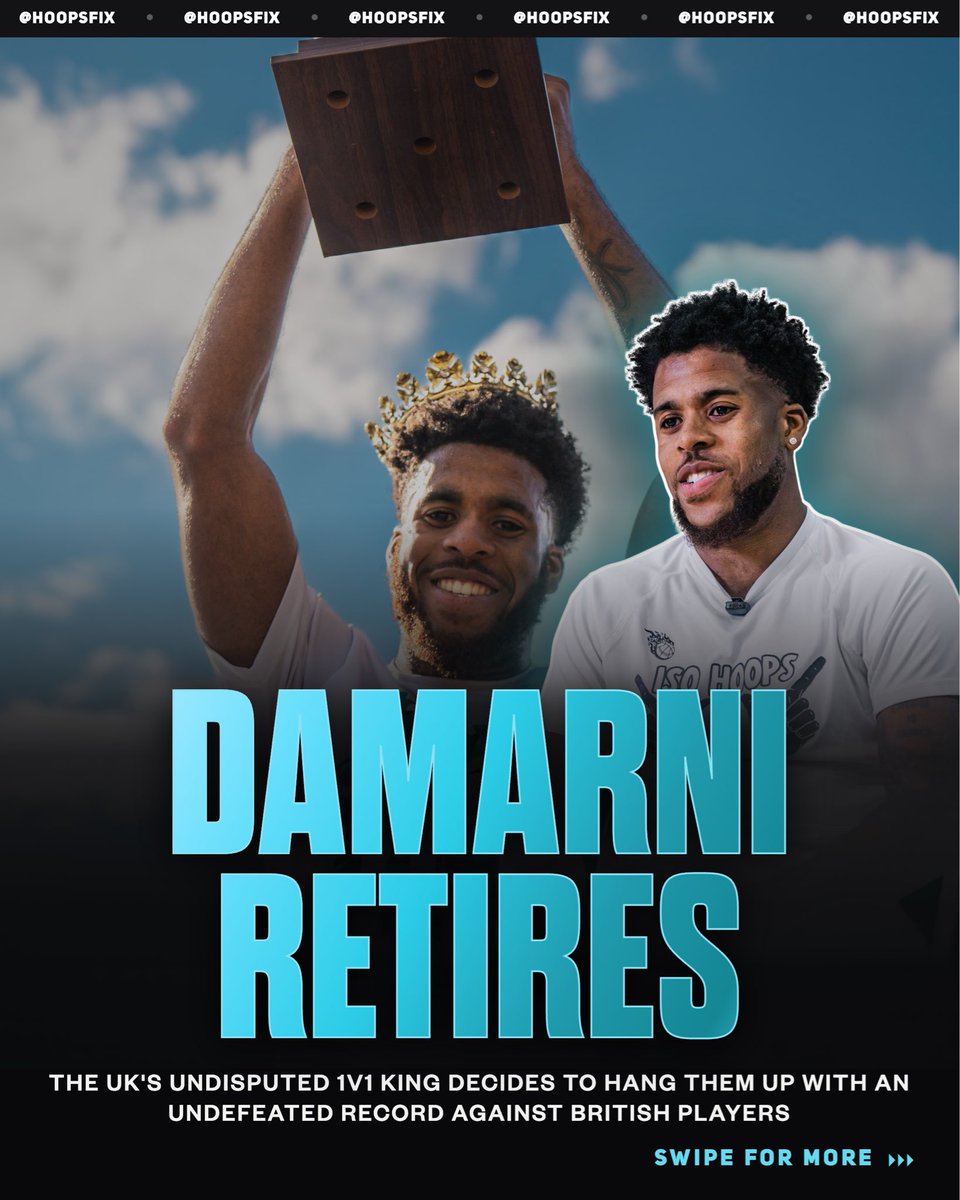 Hoopsfix's tweet photo. Damarni Velinor - the UK 1v1 king - announces he’s hanging ‘em up - what a generational run 😢🇬🇧🏀 https://t.co/dIzMHzpIWs