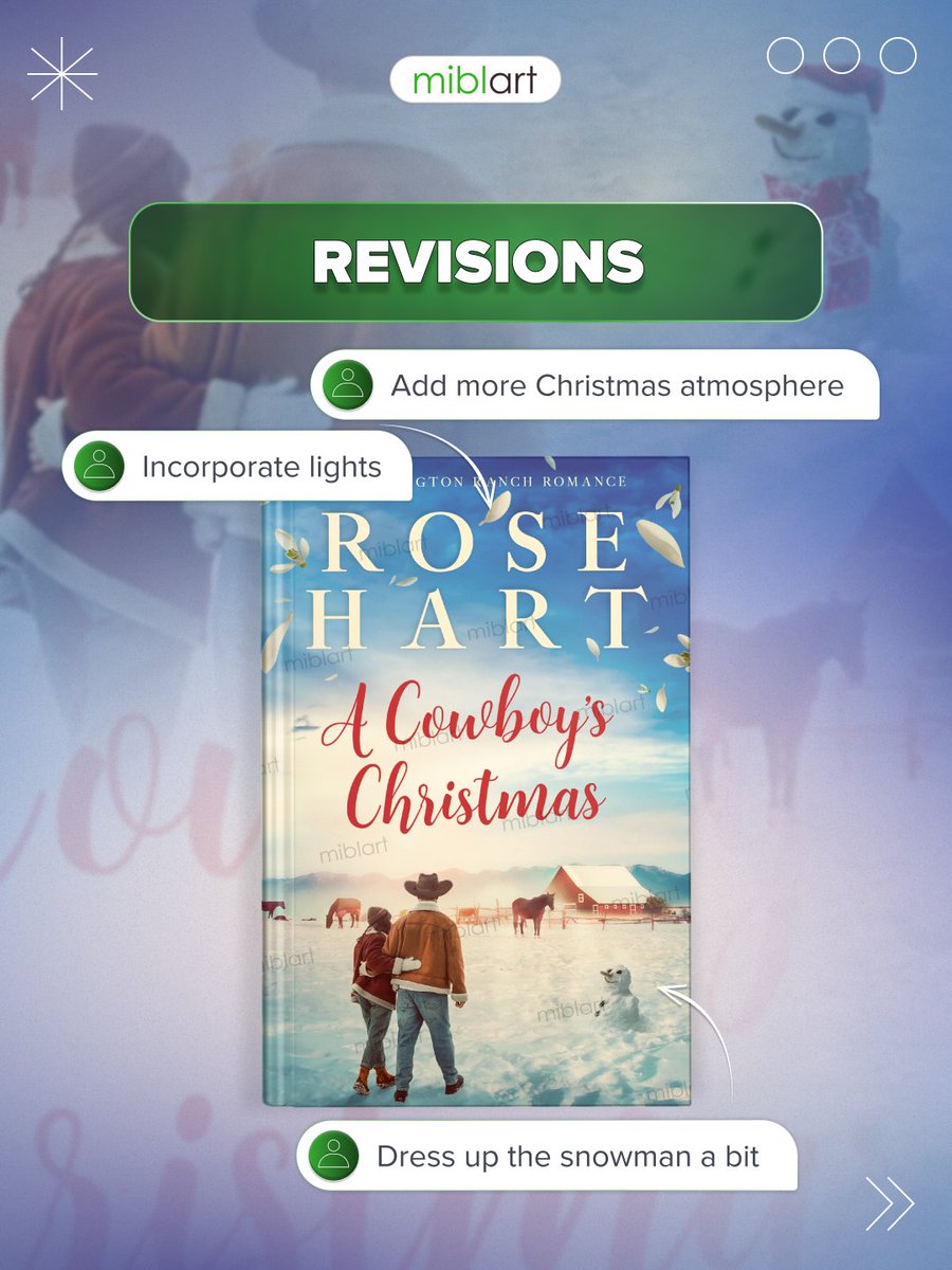miblart's tweet photo. Take a look at how we turned a winter setting into the #bookcover for the #romance A Cowboy's Christmas by Rose Hart. See the author’s idea and the final #coverdesign. Order your cover here — https://t.co/uXKZFjBZnb https://t.co/qyDoQRTXUa