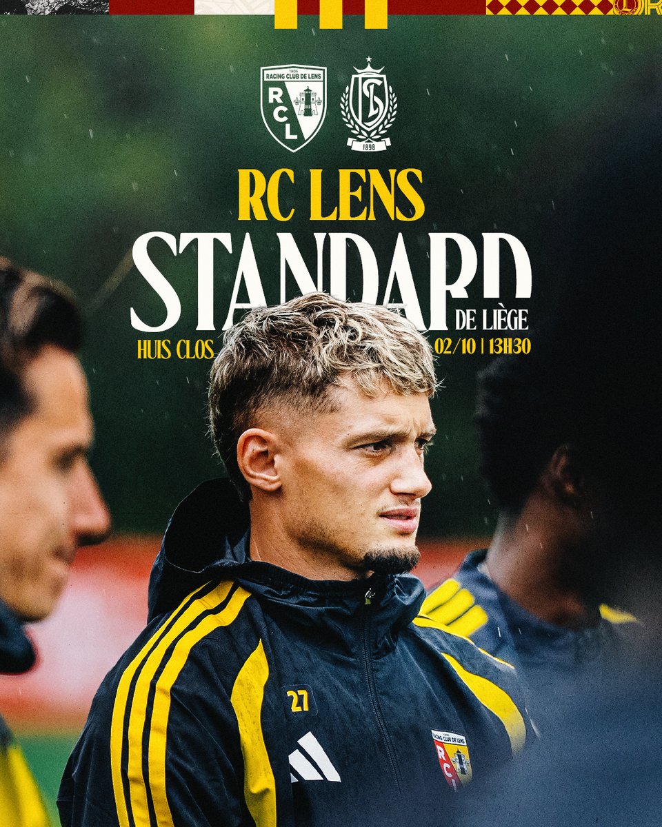RCLens's tweet photo. Les 𝑺𝒂𝒏𝒈 𝒆𝒕 𝑶𝒓 face aux 𝑹𝒐𝒖𝒄𝒉𝒆𝒔 ⚒️

Afin de garder le rythme au cœur de cette fenêtre internationale, le Racing accueillera le @Standard_RSCL, ce vendredi (13h30), à La Gaillette Gervais Martel.

🏟️ La rencontre aura lieu à huis clos.

#FiersDEtreLensois #RCLRSCL https://t.co/sSooa0DbPn