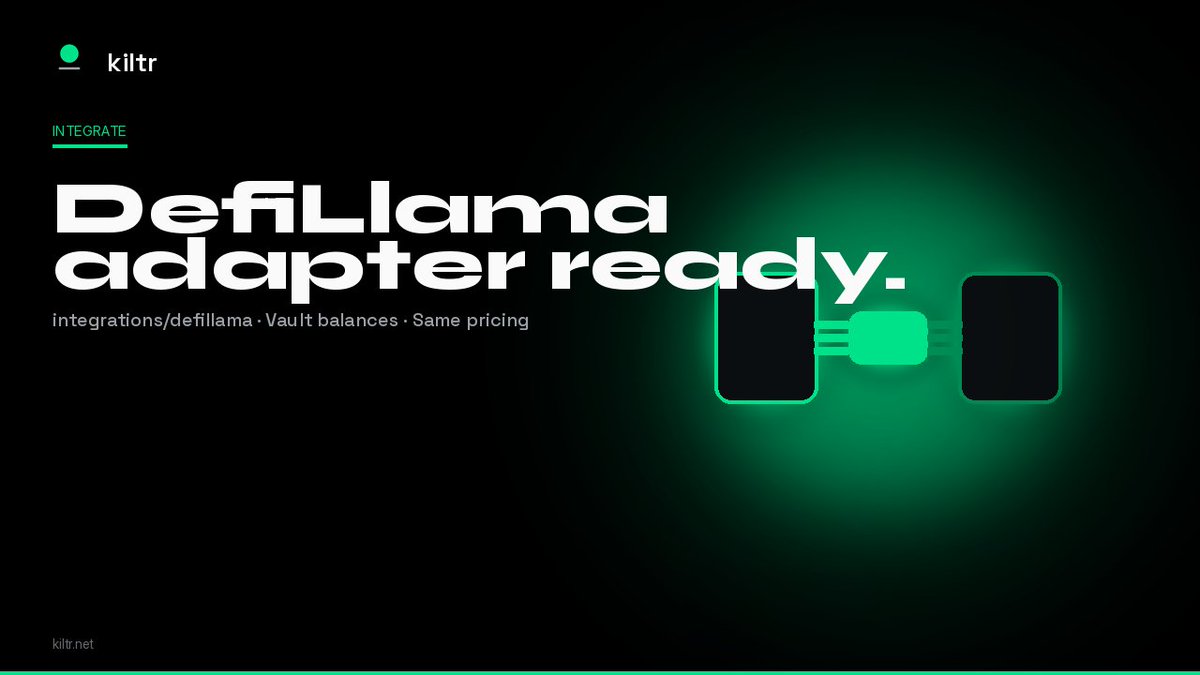 KiltrProtocol's tweet photo. DefiLlama adapter - ready to plug

TVL trackers can use the DefiLlama adapter in the repo under integrations/defillama. It reads pool balances from the Vaults and prices them the same way the Kiltr app does.

One adapter. Same numbers the product trusts.

https://t.co/68TMrNIQTz

Educational content. Not investment advice.
Independent — not affiliated with or endorsed by Robinhood.

$KILTR CA: 0x985ff6B07d77121eBBb4074c35b7a022D61123AD