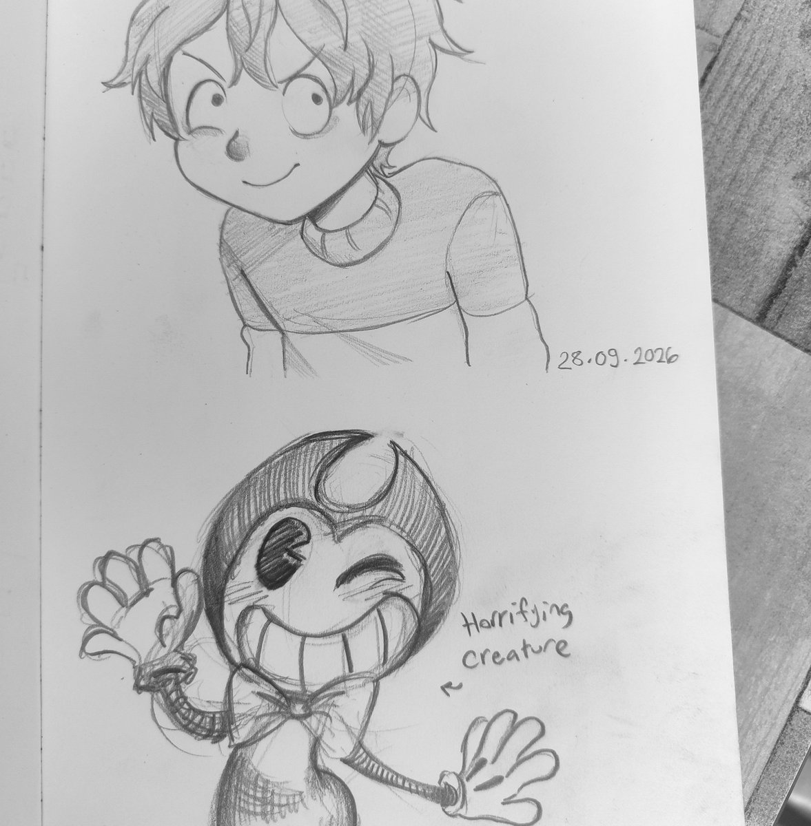 K3nn3thh_'s tweet photo. Drawing each others hyper fixations with @krispikrackers2 :3 

Ignore my shitty bendy... https://t.co/JekkdjOTjI