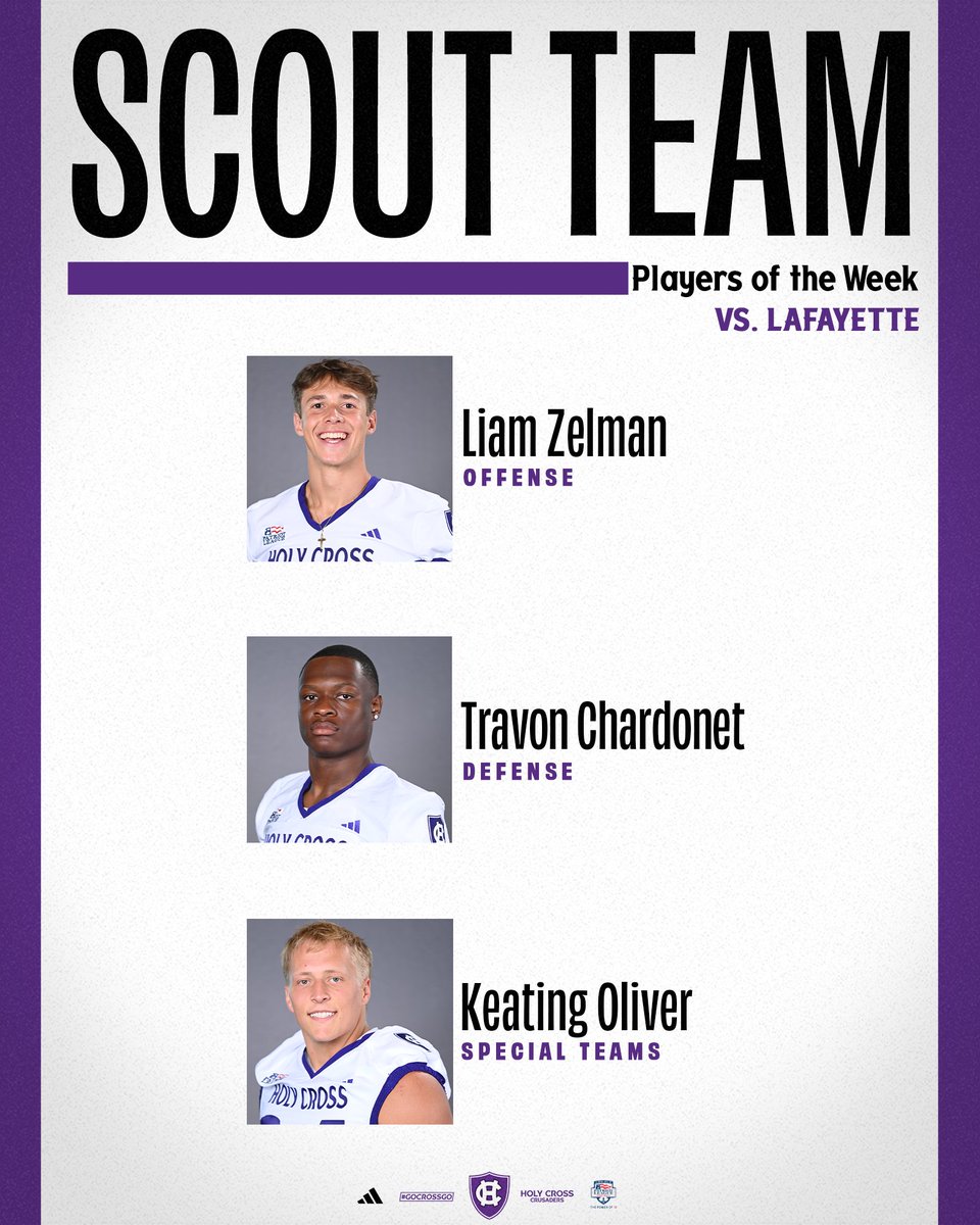 HCrossFB's tweet photo. Last week's Scout Team Players of the Week 🏆

@LiamZelman25 
@travonchardonet 
@KeatingJeffrey1 

#GoCrossGo https://t.co/BU731GOLAu