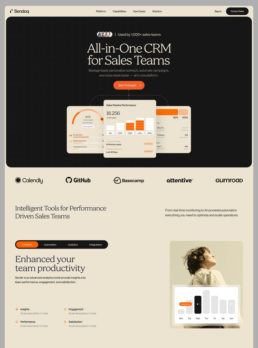 uisabor's tweet photo. Recent landing page for an AI CRM platform https://t.co/5h8cSjAyz4