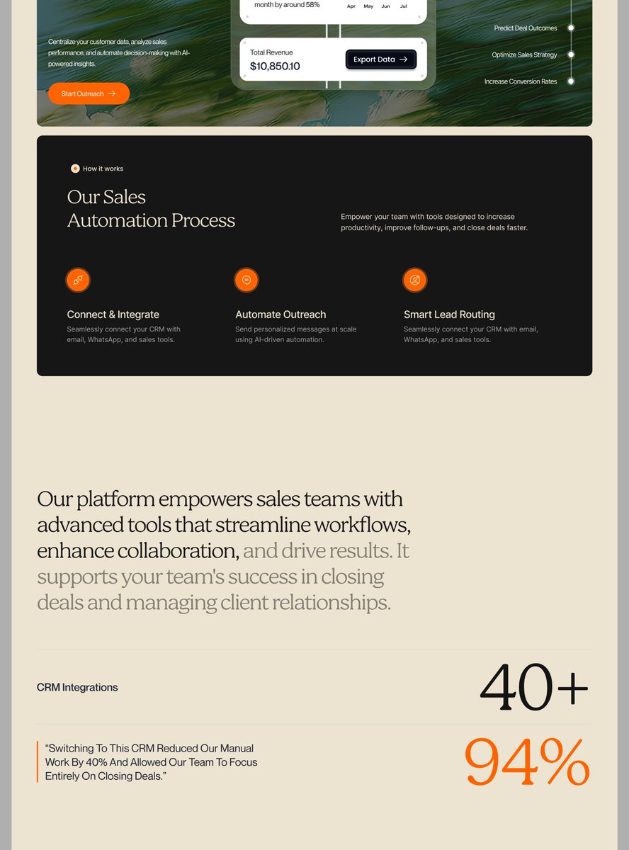 uisabor's tweet photo. Recent landing page for an AI CRM platform https://t.co/5h8cSjAyz4