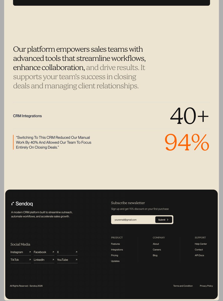 uisabor's tweet photo. Recent landing page for an AI CRM platform https://t.co/5h8cSjAyz4