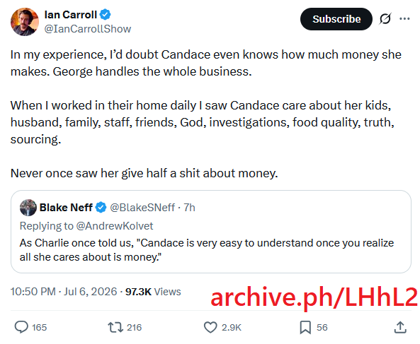 EsoShaggy's tweet photo. George Farmer operates Candace Owens' entire business. He has access to all custom data, emails, IP addresses and merch sales.

Candace admits she's not involved in the business side and has no clue what her Hebrew speaking Zionist husband is doing.

It's a giant honeypot. If for some reason you want to give Candace the benefit of the doubt: what happens if they break up?

George could easily sell the data or go back to full zionist and hand it over to his Chabad-ADL buddies.

Even if they didn't break up, George could be selling that data and Candace wouldn't have a clue.

George Farmer bragged about being connected to Israeli politcians and how he loves Israel. Why should anyone trust Candace Owens with their data when she doesn't disclose the owners beliefs?

Candace said on Shawn Ryan she works for her husband. That's cute, but people care about Candace Owens not George Farmer the zionist. You're misleading your audience when you don't explain the details and risks.

Candace has never disclosed that the person with all her fans and customers info literally speaks Hebrew, is a zionist and supports anti-semitism hate speech laws.

George Farmer is a copper trader who failed to run a third rate social media website. Why is it necessary he controls Candace's customer info?

Imagine if Nick Fuentes or Tucker Carlson had thier businesses ran by someone who speaks Hebrew, supports Israel and is connected to the Israeli government?

Everyone would call it out for what it would be: a honeypot, either intentional or unintentional. 

Why has Candace spent years hiding this from her audience? Candace admitted that her husband George was "one of the biggest supporters of Israel in the UK."