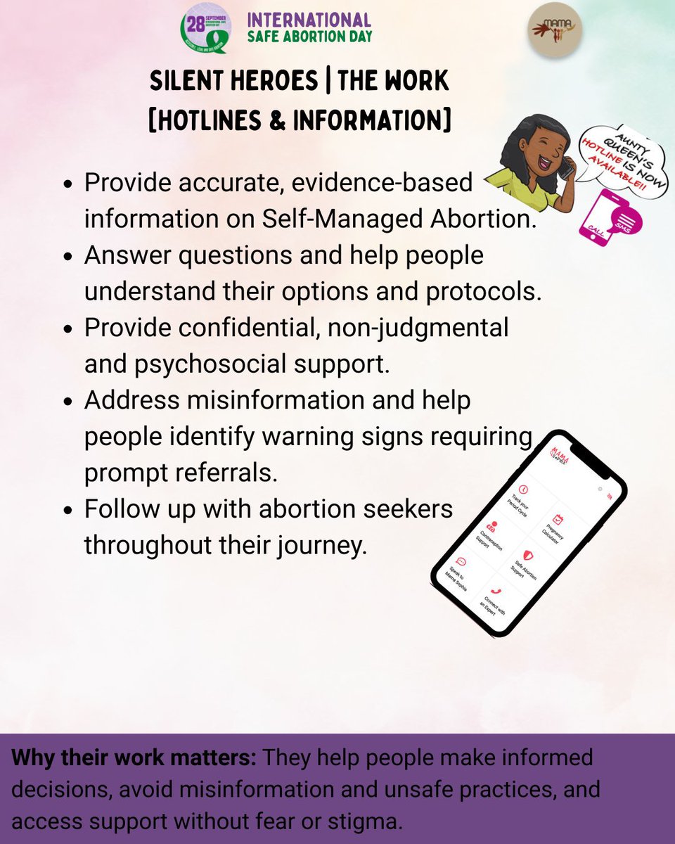 Wewin_nig's tweet photo. Who makes self-managed abortion possible?

From information and counselling to accompaniment, referrals, community outreach and research, different people play different roles in the SMA ecosystem.
Today, we make that work visible.

#SilentHeroes #SolidarityInAction #September28 https://t.co/A1GDBZlcDe