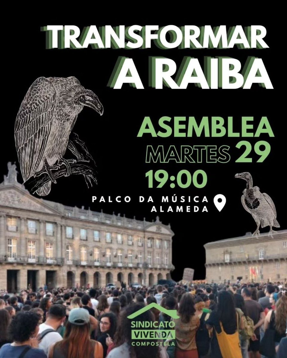 Galiza_CNT's tweet photo. 📡 Facémonos eco da convocatoria de asemblea Transformar a raiba

📅 Mañá
⏰ 19h
📍 Palco da música da Alameda en Compostela 

Xuntas somos máis fortes https://t.co/dBUGnjJTIq
