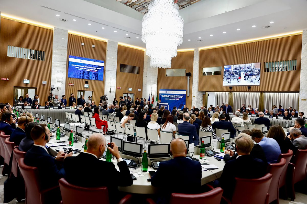 UfMSecretariat's tweet photo. #HappeningNow in Rome: the 2nd UfM Ministerial Meeting on Water, bringing together Water Ministers from the 43 Union for the Mediterranean Member States. The focus: strengthening regional cooperation, water security, resilience, investment and innovation across the Mediterranean. 
#UfM4Water

https://t.co/Ht5pzWAK5n

@ItalyMFA @Antonio_Tajani @JessikaRoswall @EU_ENV @mwigovjo @GPichetto @MASE_IT