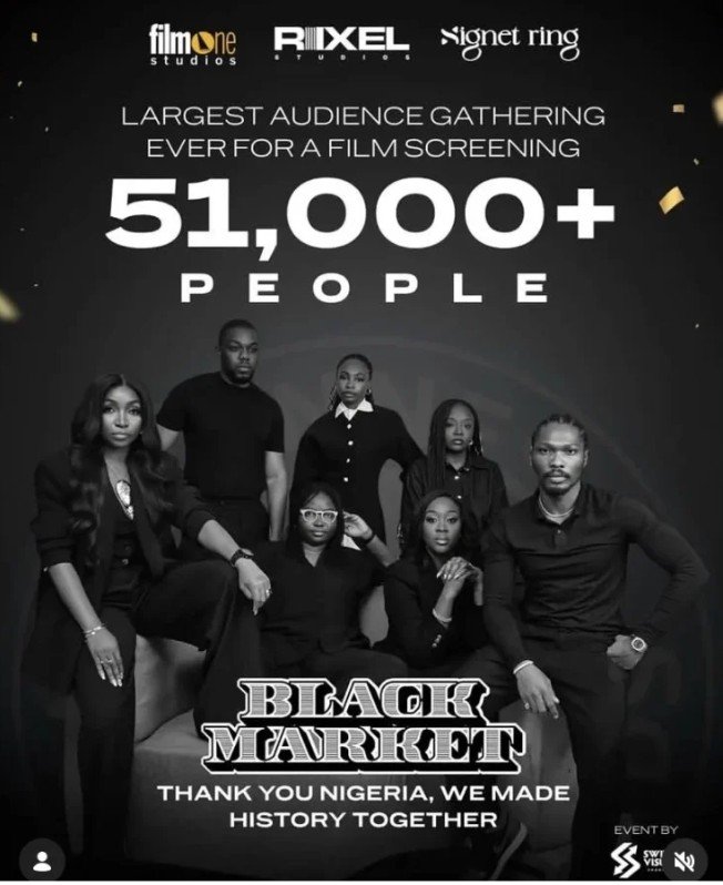 Ogbodo30's tweet photo. The Nigeria Nollywood  has set new Guinness world record for a largest audience gathering for a movie screening in Lagos state, Nigeria.

The incident takes place in Tafawa Balewa national Park in Lagos for the screening of the new Nollywood movie " Black market". https://t.co/g7hsVTuzFm