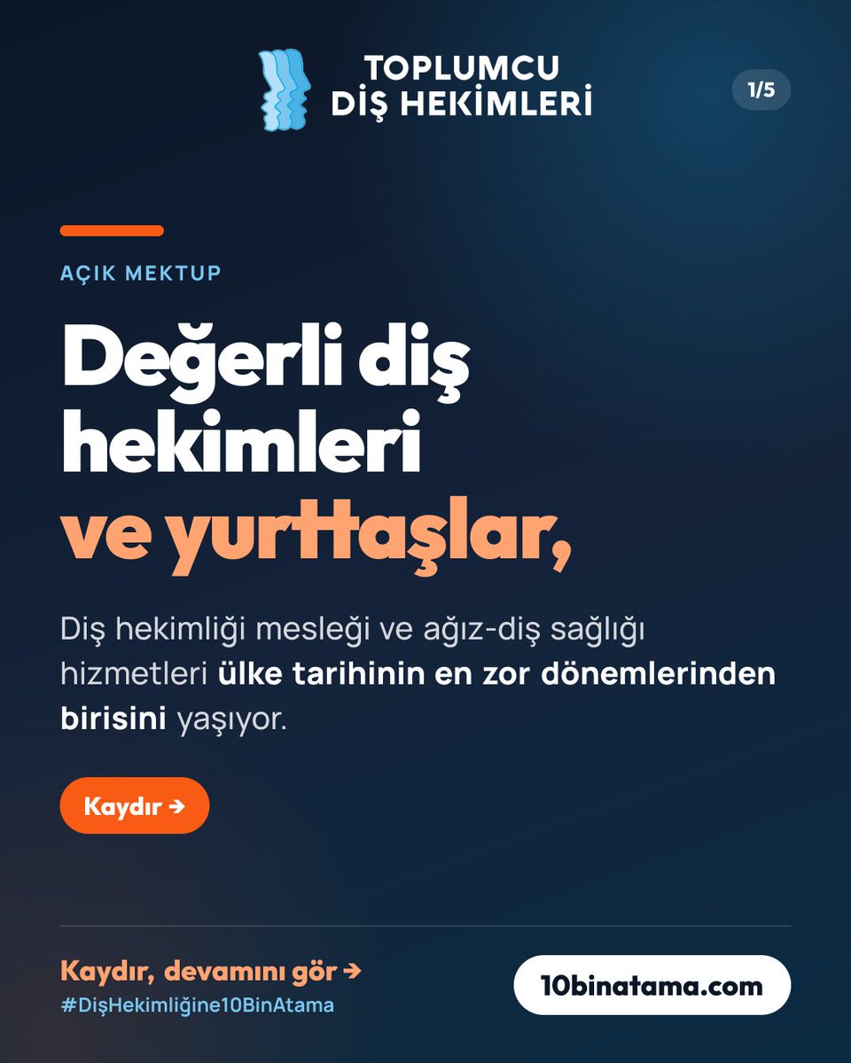 tdishekimleri's tweet photo. #DişHekimliğine10BinAtama kampanyası için vereceğiniz bir imza, yapacağınız bir paylaşım veya katılacağınız bir eylem, diş hekimliğinin günümüzdeki en önemli sorunlarından birisinin çözümüne katkı sağlayacak ve diş hekimlerinin daha güvenceli koşullarda çalışmasına vesile olacak. https://t.co/EfaQFnxLP7