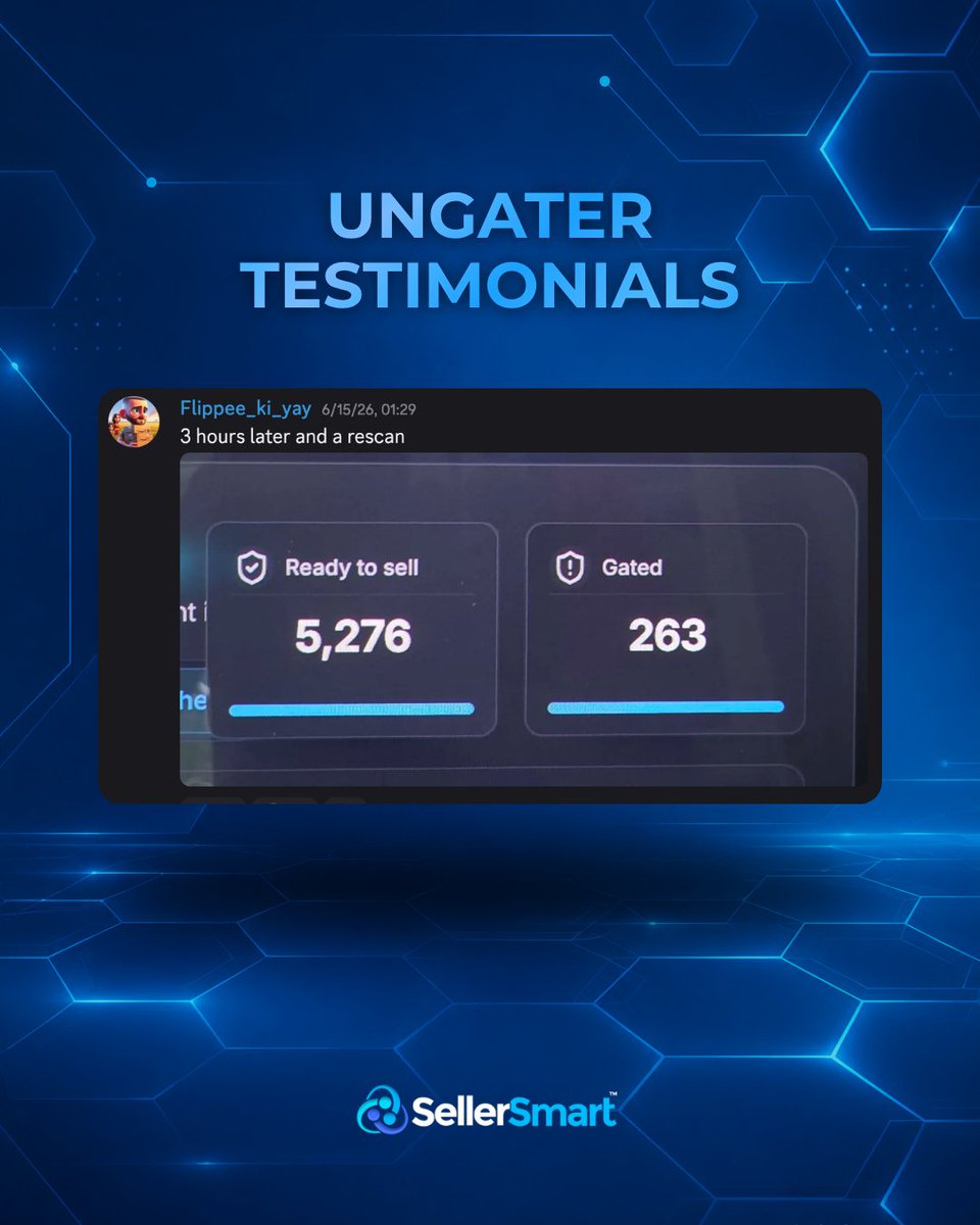 SellerSmartCo's tweet photo. We were the first to create a fully compliant tool that uses an authorised connection to your Amazon Seller account to auto-ungate you in up to 10,000 brands 🔥 The success we've seen so far has been CRAZY! Working well on all seller accounts, from beginners to advanced. How many scans did you get? 👀
