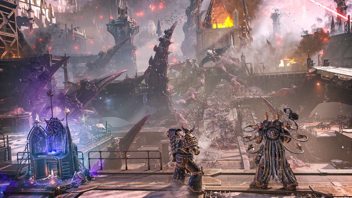 Focus_entmt's tweet photo. Thirsty for blood? 💀

Fight alongside Chaos forces in the new Chaos Siege Mode of Space Marine 2, available for free on October 1st. Are you ready? 🔥 https://t.co/zeanSzdyTz
