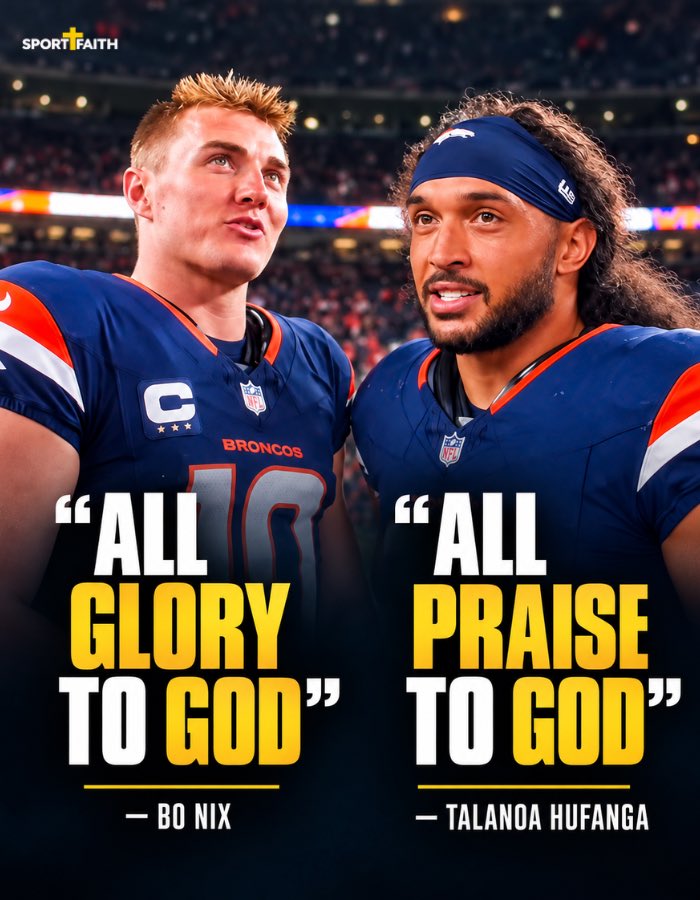 sportandfaith's tweet photo. Bo Nix and Talanoa Hufanga helped the Broncos seal a dramatic comeback win last night.

Speaking to NBC after the game, Hufanga began his answer:

“Honestly man, all praise to God…”

And Nix later added:

“Like he said, all glory to God.. 🙏

#DenverBroncos https://t.co/j6iSdTH7sT
