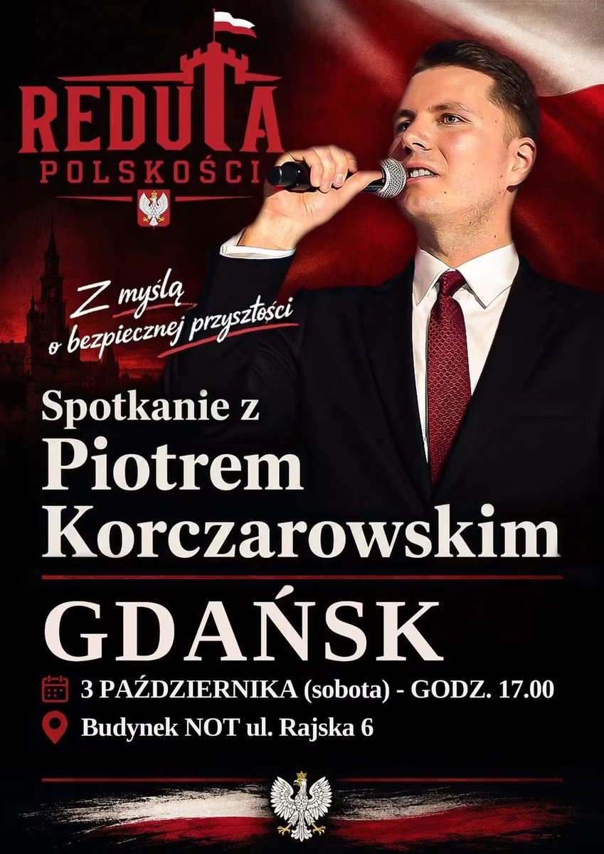 RedutaPL's tweet photo. Budujemy kolejny okręg naszej Reduty Polskości, w ramach której jednoczymy nasz naród, by bronić tego, co polskie. Tym razem widzimy się w GDAŃSKU. Już 3 października o 17.00 zapraszam na mój wykład w budynku NOT (Naczelna Organizacja Techniczna)przy ul.Rajskiej 6 https://t.co/5B9I4rZPEW