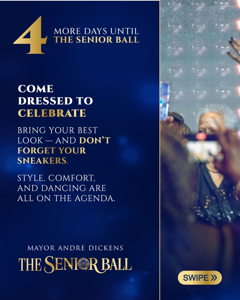 CityofAtlanta's tweet photo. Atlanta, we’re just 4 days away from the Senior Ball!
Come dressed to celebrate, bring your dancing shoes and get ready to make some memories on the dance floor.

Plan ahead and review the event details before you arrive. Who’s ready for the Senior Ball? https://t.co/vfm0mCNDn6