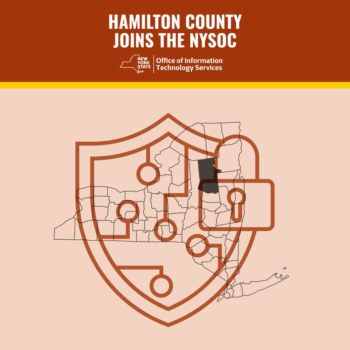 NYSITS's tweet photo. Big news for cybersecurity in New York State! We are thrilled to welcome Hamilton County as the newest county subscriber to the New York State Operations Center (NYSOC). https://t.co/kdCx89dyUH