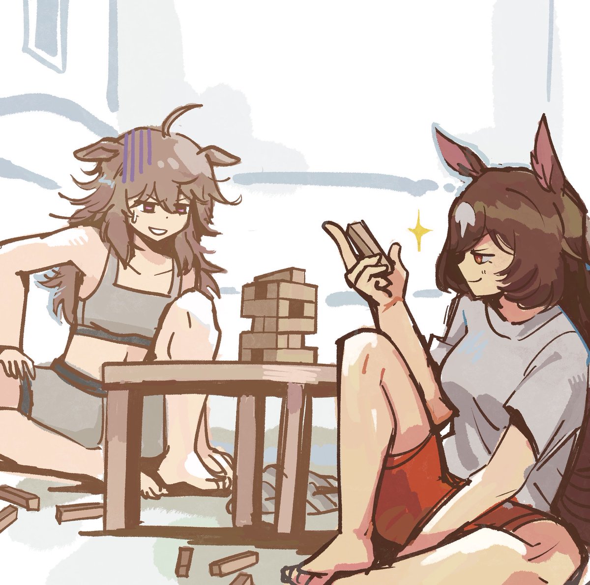 yant2k's tweet photo. #SiriNakaWeek day 2 : games
(Theyre playing strip jenga) https://t.co/RTH3RK4Yzz