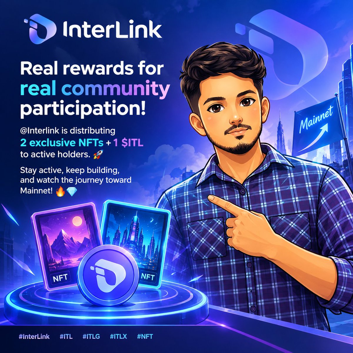 ssdrop27's tweet photo. 🎁 Real rewards for real community participation!

@Interlink is distributing 2 exclusive NFTs + 1 $ITL to active holders. 🚀

Stay active, keep building, and watch the journey toward Mainnet! 🔥💎

#InterLink #ITL #ITLG #ITLX #NFT https://t.co/PfuwctewtV