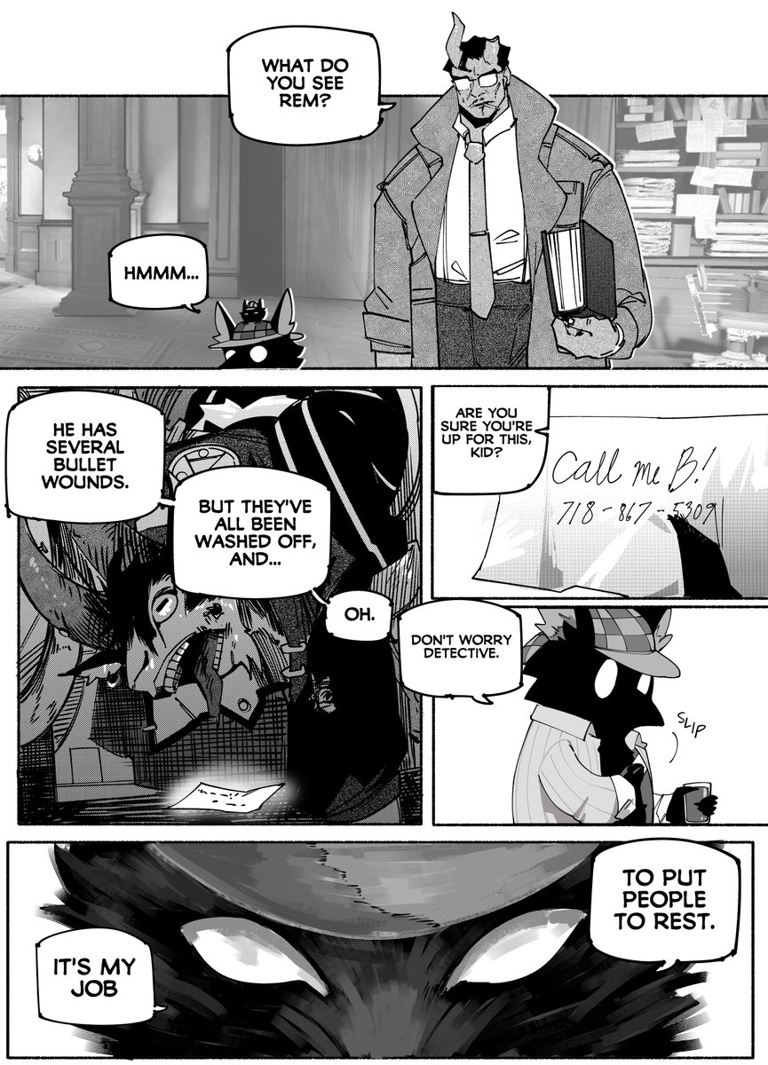 RowbyYT's tweet photo. In honor of Deadlock patch day- here's a manga written by my chat.

Behold- Detective Rem. To be continued. https://t.co/dX2HJgDHvX