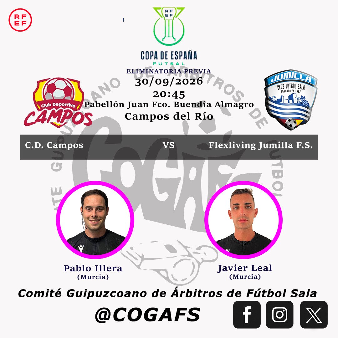 CoGAFS's tweet photo. 🏆 Copa de España | Eliminatoria Previa
#futsal #aretofutbola #futsalreferee #copadeespañafutsal #cogafs https://t.co/KYGXv4uL3L
