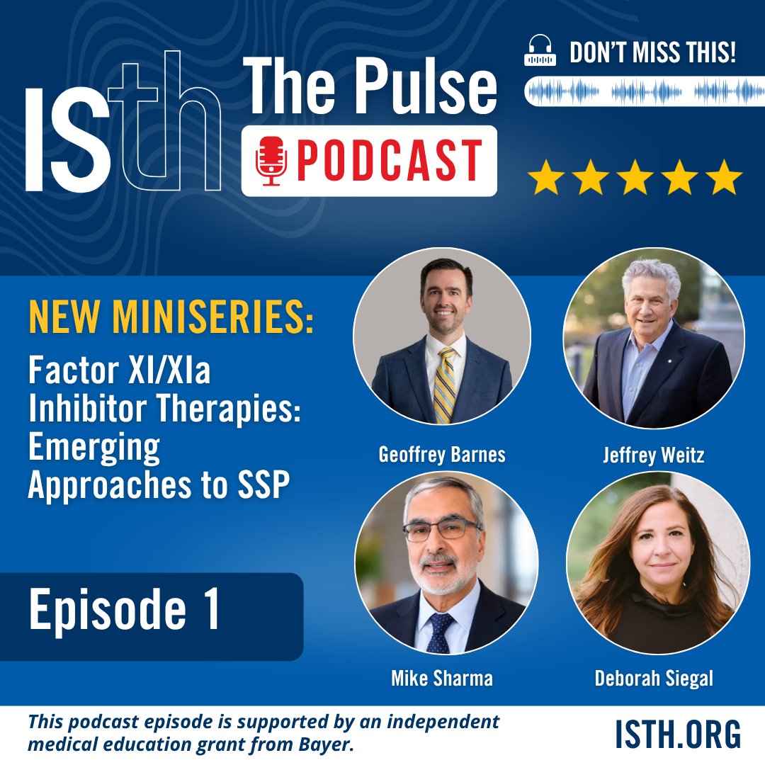 isth's tweet photo. We're thrilled to announce a new ISTH Pulse Podcast miniseries! In the first episode, we explore why next-generation mimetic therapies are needed &amp; key questions shaping their role in hemophilia care: https://t.co/609Pn2ogJ3 https://t.co/zIlicgz5OD